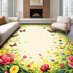 Vibrant Blossom Butterfly Surround Art Rug