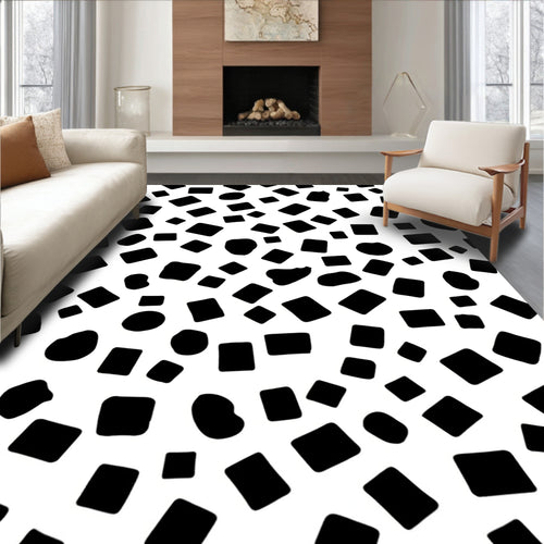 Abstract Irregular Black Shapes Rug