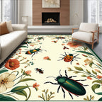 Whimsical Insects Floral Print Rug