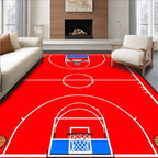 Red Basketball Court Graphic Rug
