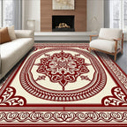 Rich Crimson Medallion Traditional Rug