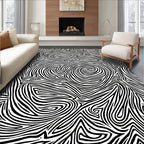 Abstract Black White Graphic Lines Rug