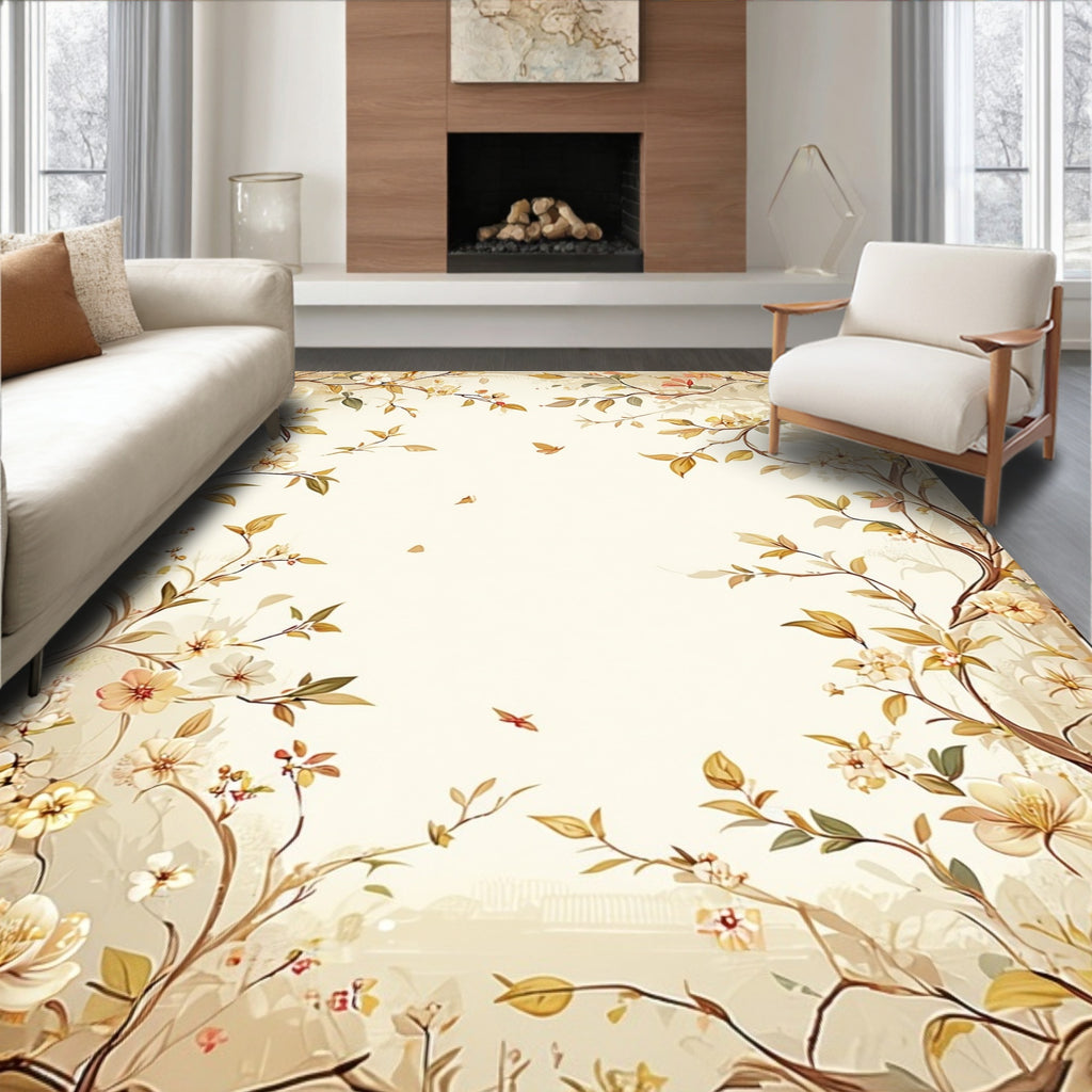 Elegant Floral Vines Artwork Rug
