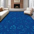 Abstract Figure Patterned Blue Rug