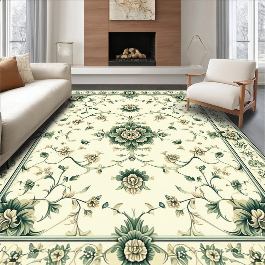 Vintage Floral Vine Garden Design Rug