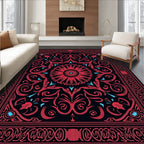 Red Floral Mandala Pattern Rug