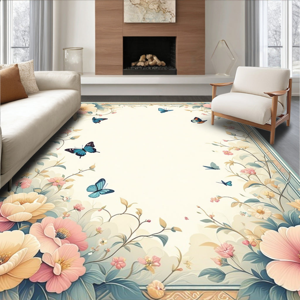Floral And Butterfly Swirls Rug