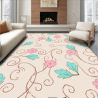Delicate Pink Floral Swirls Pattern Rug