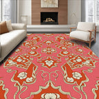 Crimson Coral Floral Medallion Rug