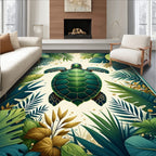 Tropical Turtle Lush Foliage Design Rug