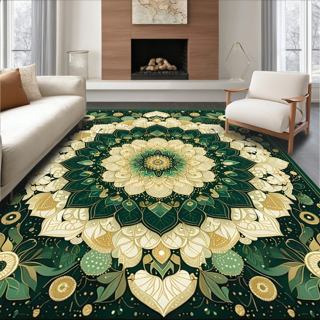 Intricate Floral Mandala Inspired Design Rug