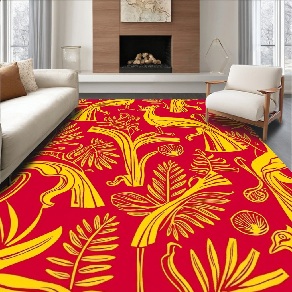 Exotic Bird Floral Pattern Design Rug