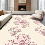 Delicate Pink Floral Outline Print Rug