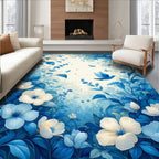 Blue Floral Bird Serenity Design Rug