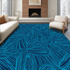 Deep Blue Floral Whimsical Design Rug
