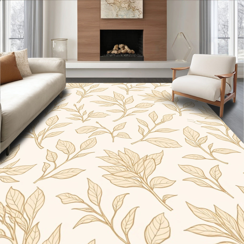 Delicate Botanical Line Art Rug