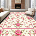 Pink Floral Ribbon Lattice Rug