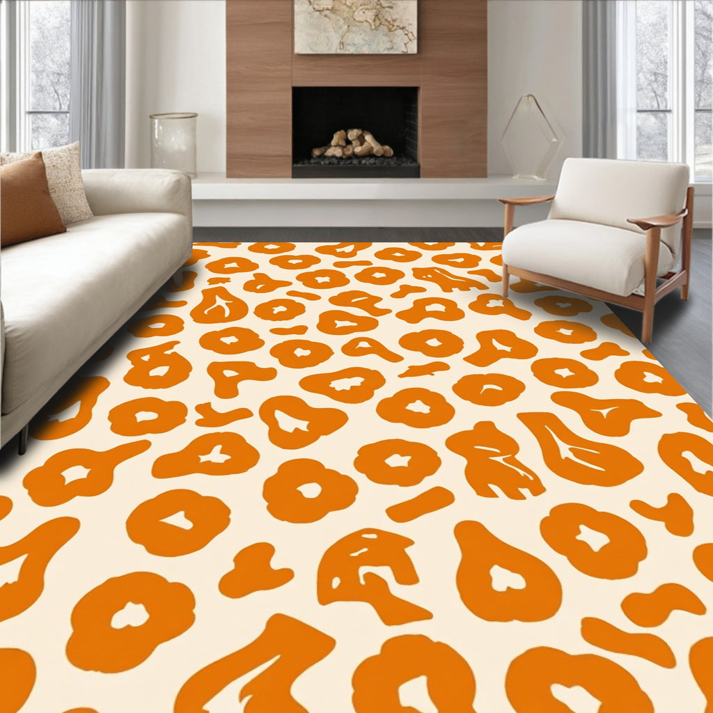 Orange Abstract Animal Print Pattern Rug
