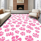 Pink Floral Abstract Pattern Design Rug