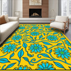 Teal Floral Vine Pattern Rug