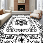 Elegant Abstract Floral Scrollwork Design Rug
