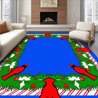 Red Cardinal Christmas Swag Garland Rug
