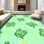 Whimsical Green Frogs Pattern Rug