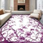 Elegant Plum Floral Vine Art Rug