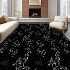 Elegant Gray Floral Vine Pattern Rug