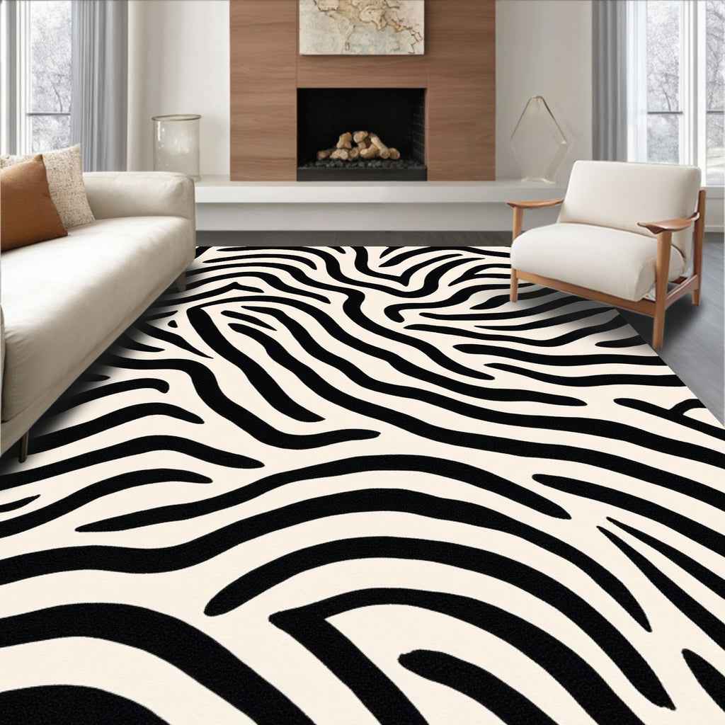 Bold Black White Animal Prints Rug