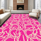 Hot Pink Abstract Ribbon Pattern Rug
