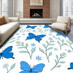 Blue Butterfly And Floral Branches Rug