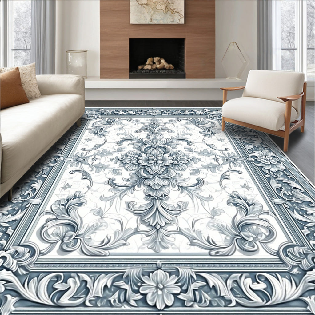 Ornate Floral Scrollwork Design Rug