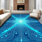 Abstract Circuit Board Style Rug