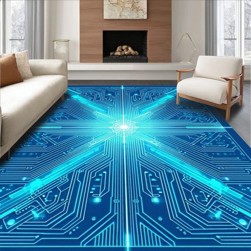 Abstract Circuit Board Style Rug