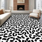 Abstract Black White Winding Contour Rug