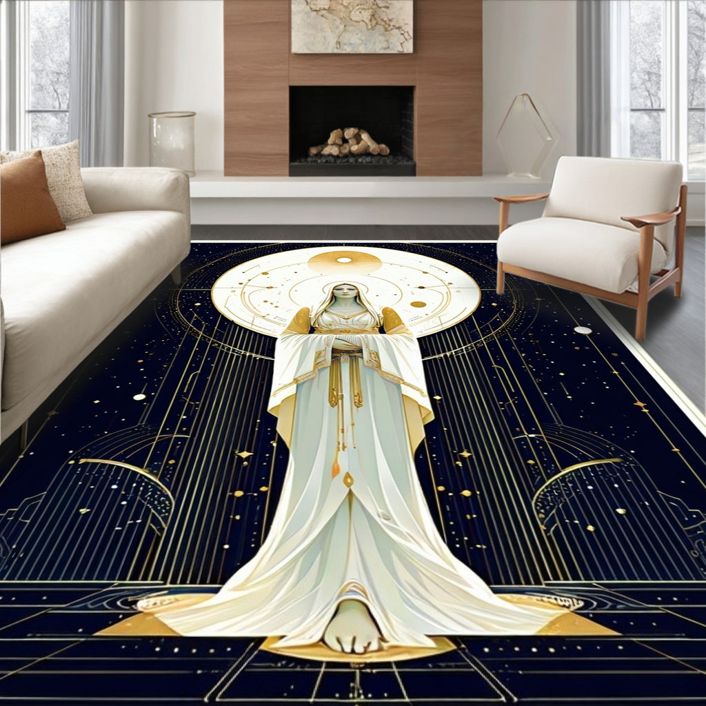 Celestial Oracle Geometric Gold Rug