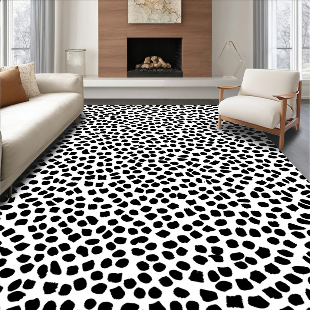 Abstract Black White Dot Pattern Rug