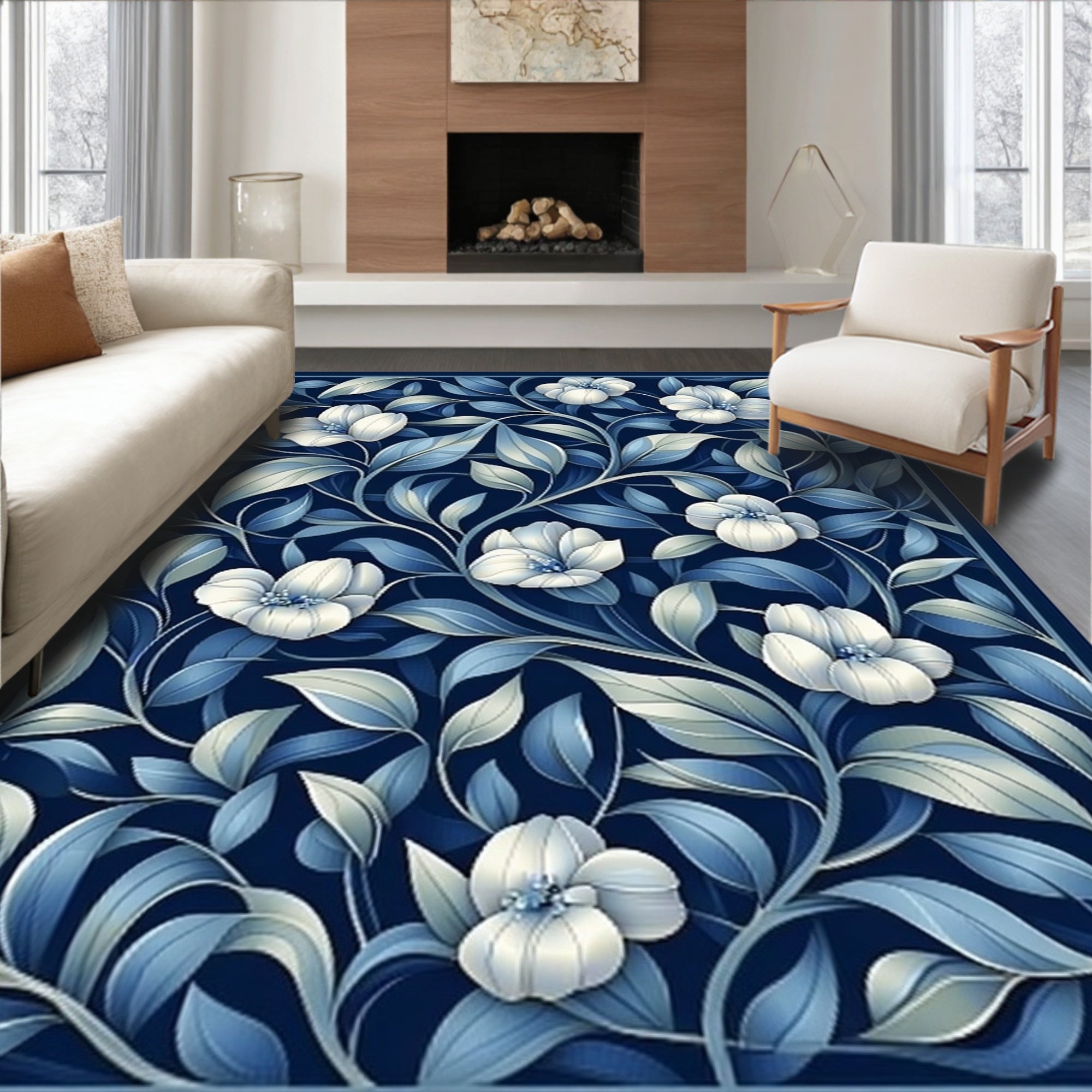 Classic Floral Vine Pattern Rug