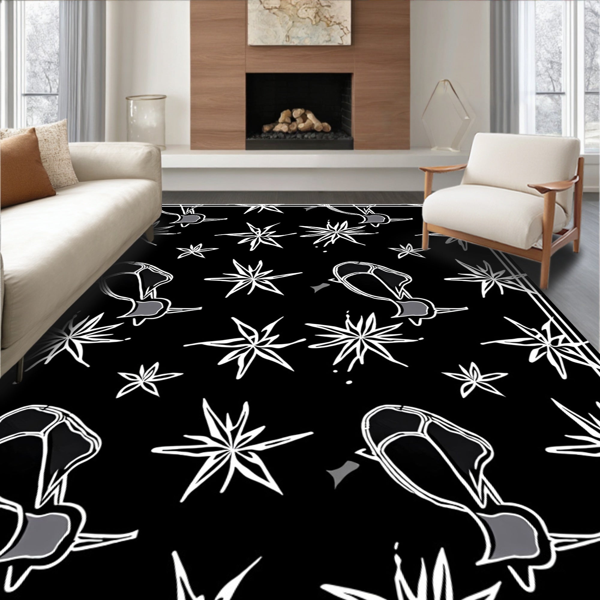 Abstract Star And Figure Pattern Rug
