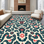 Ornate Floral Leaf Pattern Design Rug