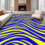 Bold Blue Yellow Striped Pattern Rug