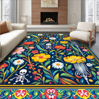 Colorful Floral Skeleton Print Rug