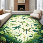 Whimsical Dragonflies In Green Forest Rug
