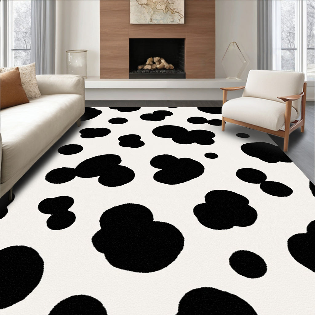 Classic Black And White Spot Pattern Rug