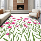 Pink Daisy Field Pattern Rug