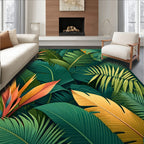 Lush Jungle Tropical Leaf Pattern Rug