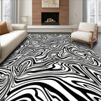 Abstract Black White Marble Pattern Rug