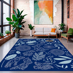 Whimsical Creatures and Botanical Print Rug