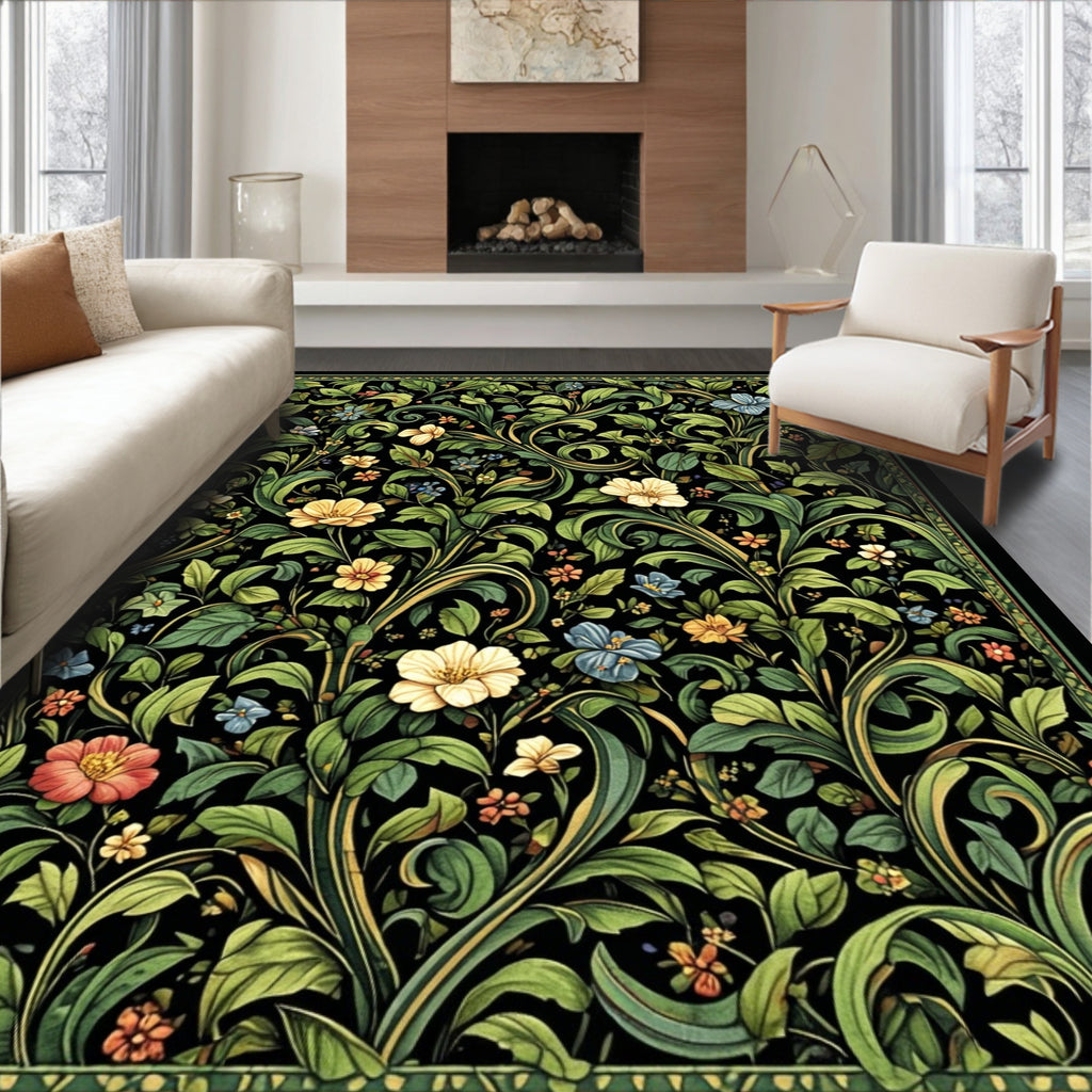 Intricate Floral Vine Pattern Rug